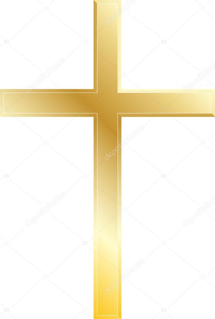 Golden Cross on white background