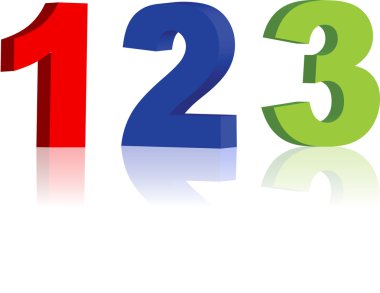büyük kırmızı yeşil ve mavi 3d numaraları 123 - 3d render/illüstrasyon