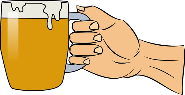 Tazza di birra con mano tenerlo — Foto Stock