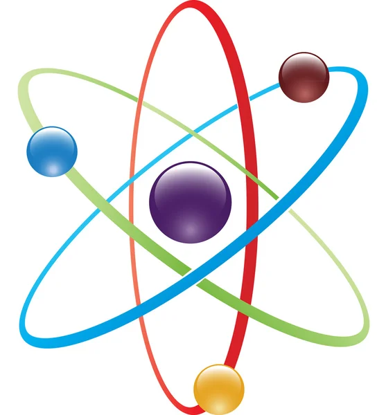 Атомный символ в цветной иллюстрации — стоковое фото