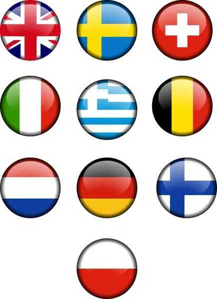 Ícones da bandeira europeia botão redondo — Fotografia de Stock