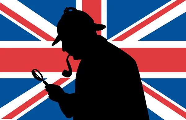 Detective  and uk flag — Stock Photo, Image
