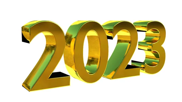 新年金3D渲染2023 — 图库照片