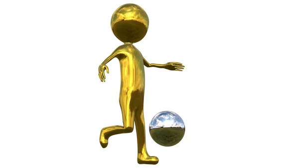 Gold Soccer Player Render — Stock Photo, Image