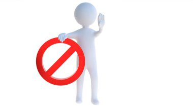 Kırmızı uyarı sembollü 3D Adam