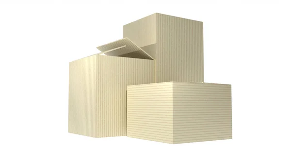 Hnědé Prázdné Lepenkové Krabice — Stock fotografie