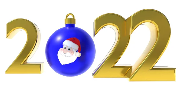 Ano Novo 2022 Com Bauble Santa — Fotografia de Stock