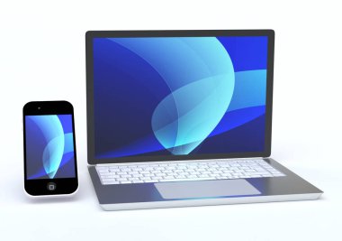 3D dizüstü bilgisayar ve cep telefonu