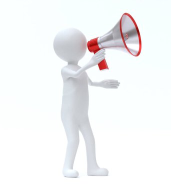 Adam yüksek sesle bağırıyor.