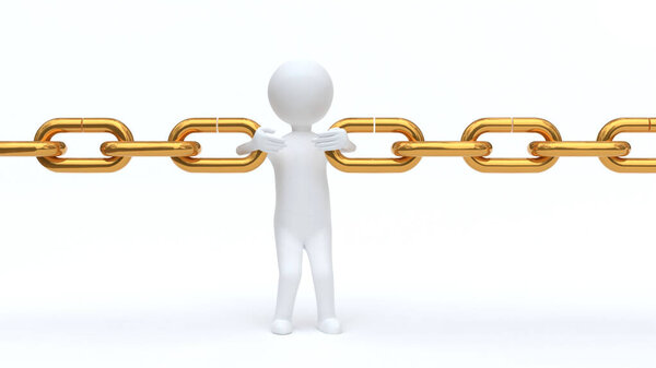 Человек, держащий разорванную цепь вместе