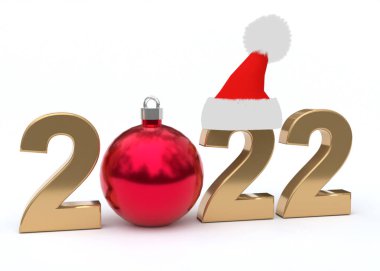 Bauble ve Santa Hat ile 2022 Yeni Yıl Numarası