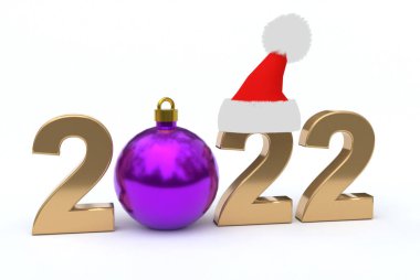 Bauble ve Santa Hat ile 2022 Yeni Yıl Numarası