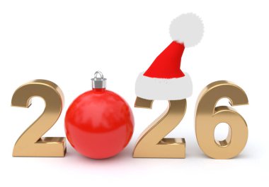 Bauble ve Santa Hat ile 2026 Yeni Yıl