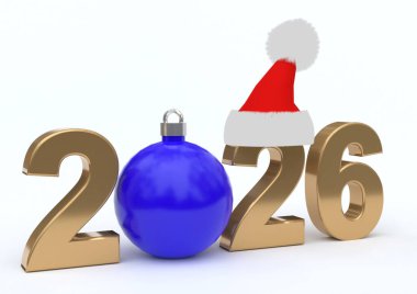 Bauble ve Santa Hat ile 2026 Yeni Yıl