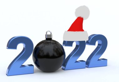 Bauble ve Santa Hat ile 2022 Yeni Yıl Numarası
