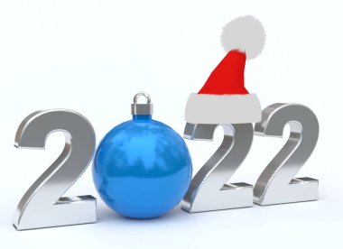 Bauble ve Santa Hat ile 2022 Yeni Yıl Numarası