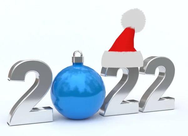 2022 Numeri Capodanno Con Bauble Santa Hat Immagini Stock Royalty Free