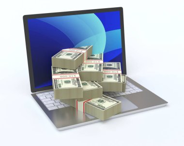 Nakit internet finans konsepti olan dizüstü bilgisayar