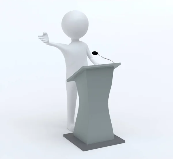 Liten Person Som Pratar Från Lectern — Stockfoto