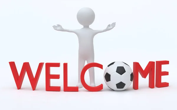 Welcome Soccer Ball Small Person — Stock Photo, Image
