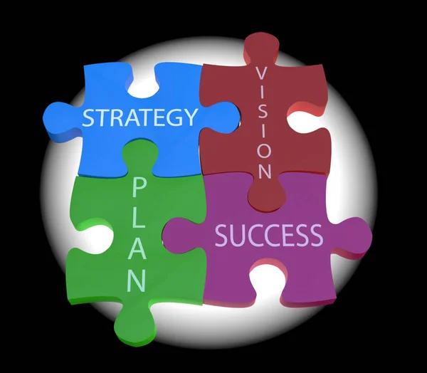 Strategia Plan Vision Sukces Koncepcja Układanki — Zdjęcie stockowe