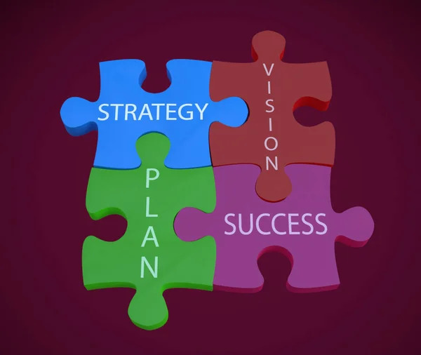 Strategia Plan Vision Sukces Koncepcja Układanki — Zdjęcie stockowe