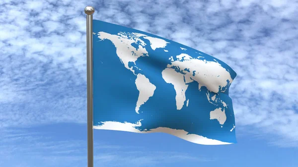 世界地图3D旗帜 — 图库照片