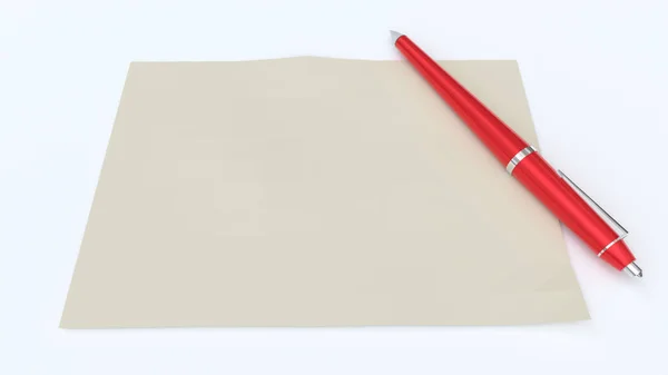 Blanco Papier Met Pen — Stockfoto