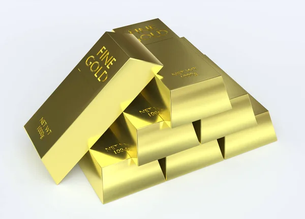 Gold Bars White Background — Stock Photo, Image