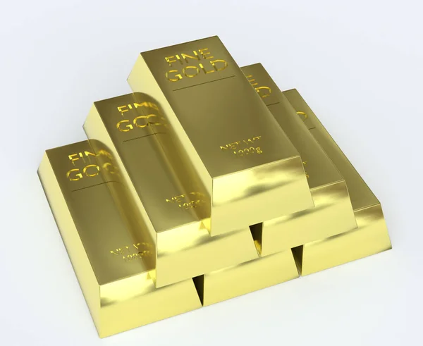 Gold Bars White Background — Stock Photo, Image