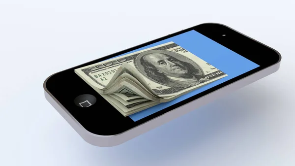 Dollar Bills Smart Phone — Stock Photo, Image