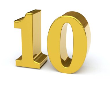 10 numara 3D altın.