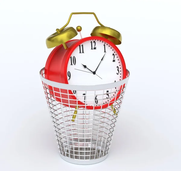 Alarm Clock Trash Can — Stock Photo, Image