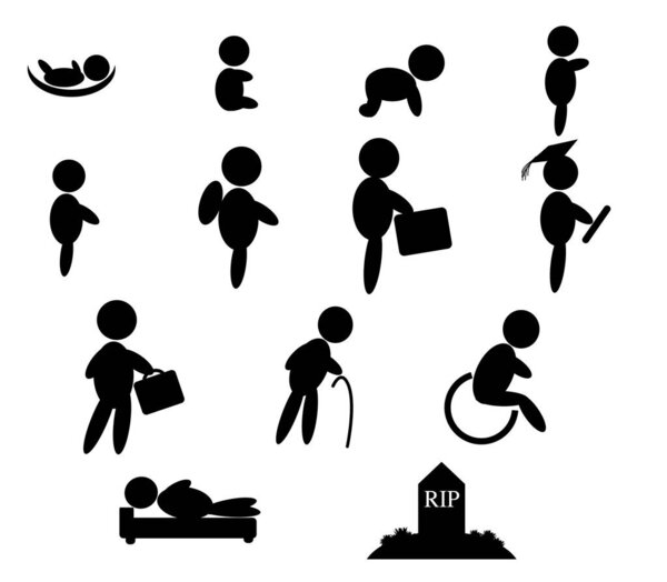 жизненная иллюстрация от рождения до смерти