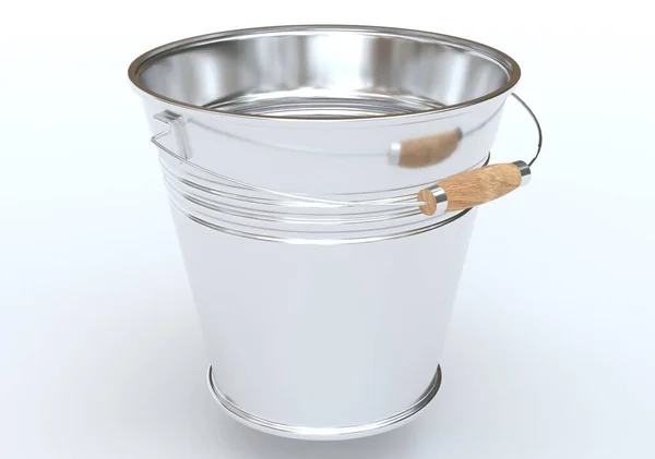 Silver Bucket White — Stock Photo, Image