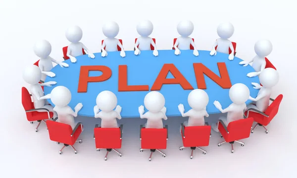 Boardroom Business Meeting Met Tafel Plan — Stockfoto