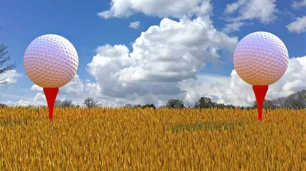 Golfball Auf Tee Auf Gras — Stockfoto