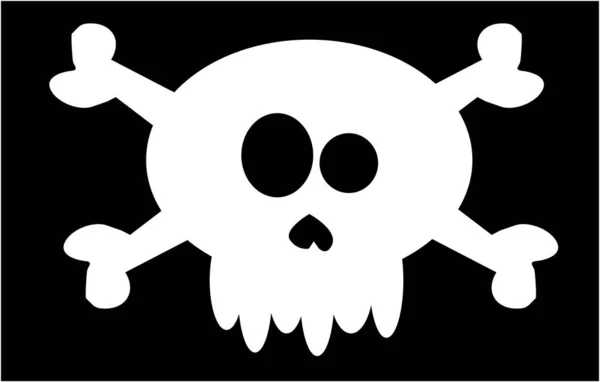 Totenkopf Und Kreuzbein Auf Schwarzer Piratenfahne — Stockfoto