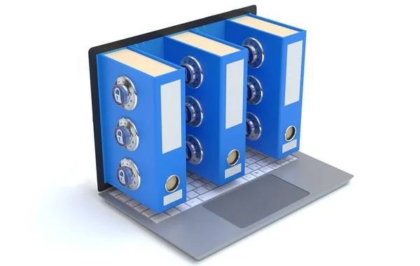 Ordenador Portátil Archivos Seguridad — Foto de Stock