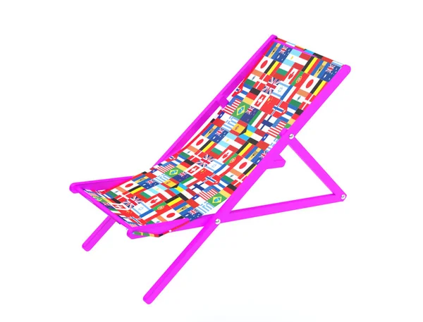 Chaise Longue Avec Drapeaux Monde — Photo