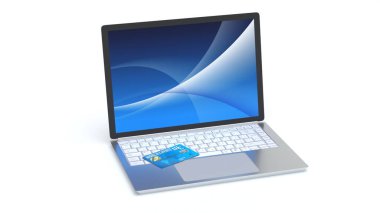 Satışlarda kredi kartı olan dizüstü bilgisayar