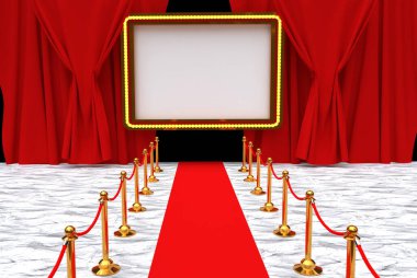 Boş ekran ve kırmızı halılı sinema