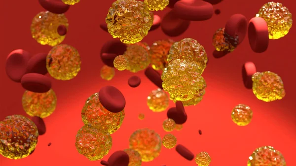 Vérsejtek Baktériumokkal Vörös Alapon — Stock Fotó