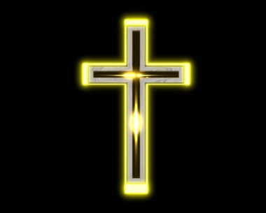 Siyah arka planda altın haç