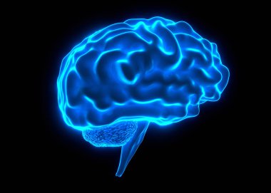 Siyah üzerine Beyin 3D illüstrasyon