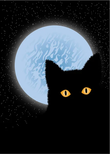 Gatto e luna — Foto Stock