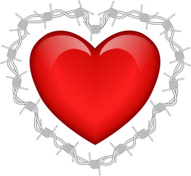 Heart and barbed wire clipart