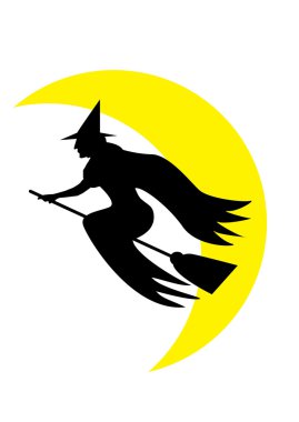 süpürge üzerinde cadı