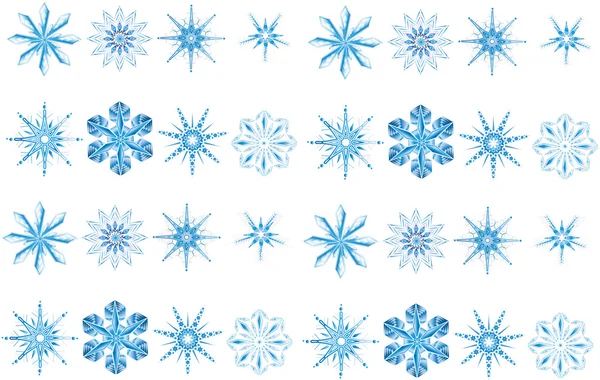 Niebieski płatki śniegu na białym tle — Zdjęcie stockowe