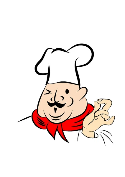 Chef-kok karakter met chef hoed — Stockfoto